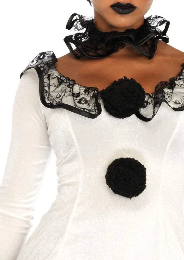 კლოუნის შავ-თეთრი კოსტუმი პიერო